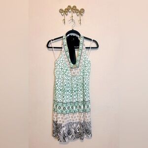 Language Green and White Mini Dress